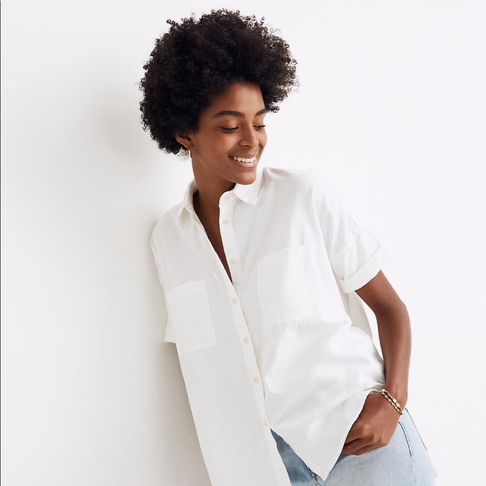 Madewell White Cotton Courier Shirt - Sz XS